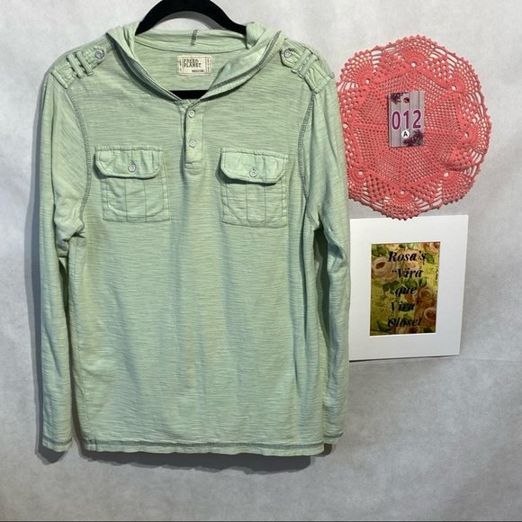 Free Planet Henley Hoodie Shirt Mint Green - Picture 2 of 8